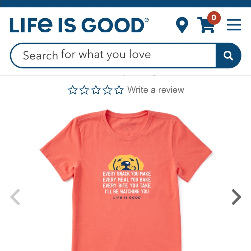 Life is Good women’s 3x (xxxl) mango orange Yellow Lab crusher tee